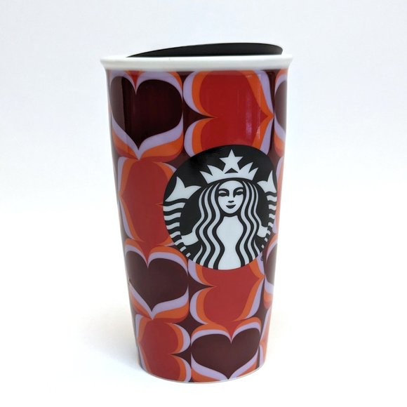 Starbucks Ceramic Layered Heart Design With Siren Logo Hot Cold Coffee 12 FL OZ - Picture 1 of 4